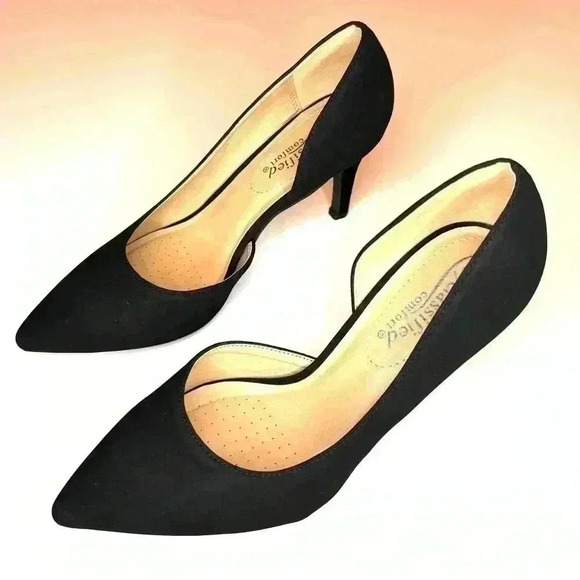 City Classified Comfort Women Classic Heels Pump Pointed Toe Black Sz 6 - Picture 1 of 8